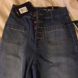 Medium blue wash flare jeans